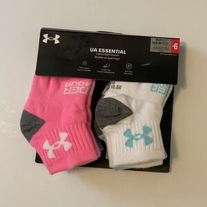 UA Essential 2T-4T Kids Socks Lightweight Quarter Height White Blue Pink NWT